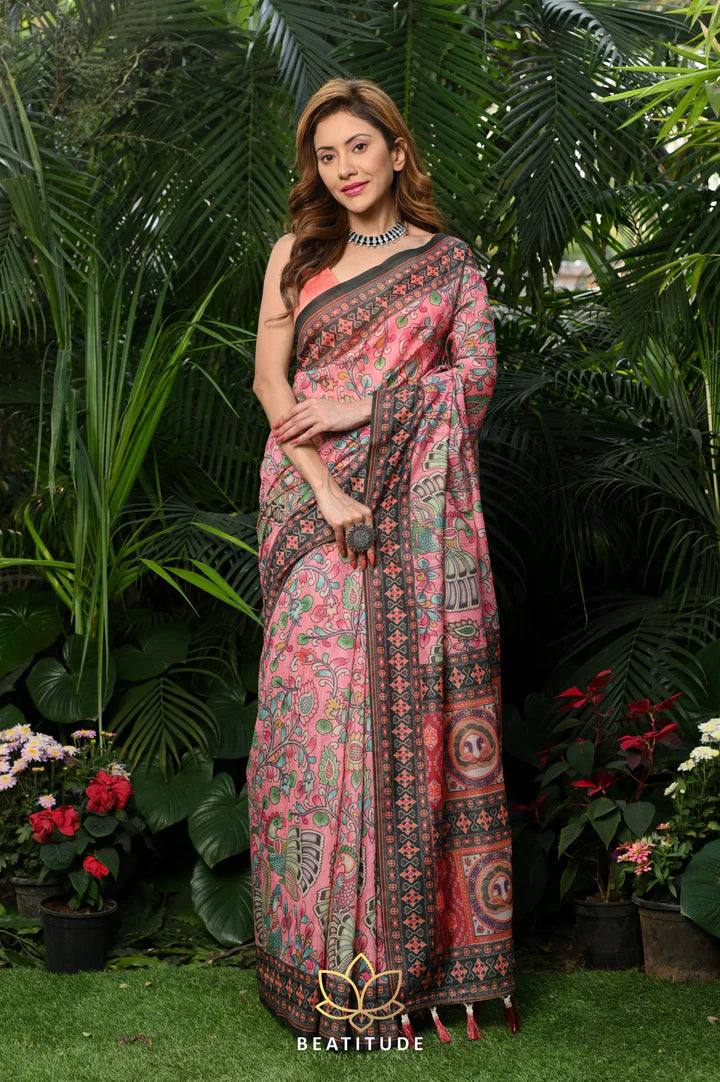 Multicolor Printed Cotton Kalamkari Saree