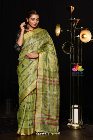  Green Handwoven Saree