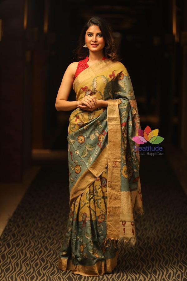 Linen Kalamkari Saree