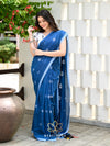 Blue Handloom Cotton Jamdani Saree