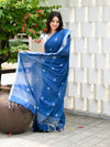 Blue Handloom Cotton Jamdani Saree