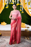 Pink Mukaish Work Chanderi Silk Saree