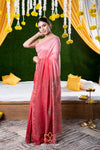 Pink Mukaish Work Chanderi Silk Saree