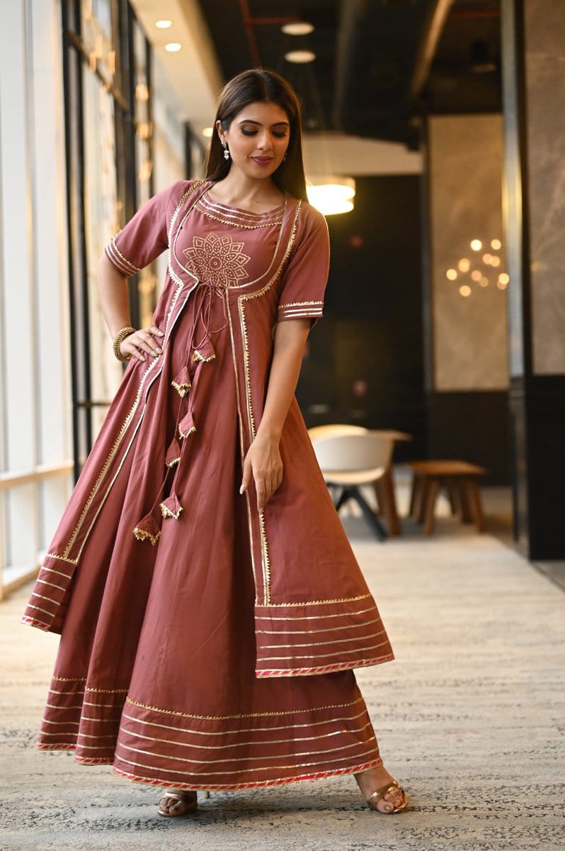 Pink Shade Cotton Printed Gown