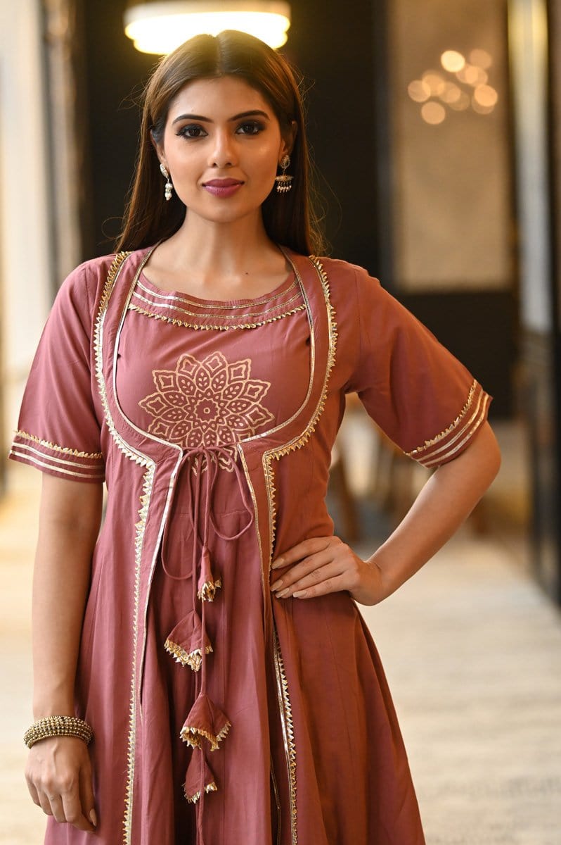 Pink Shade Cotton Printed Gown