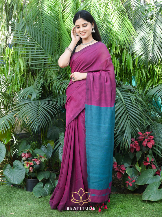 Magenta Handloom Cotton Saree
