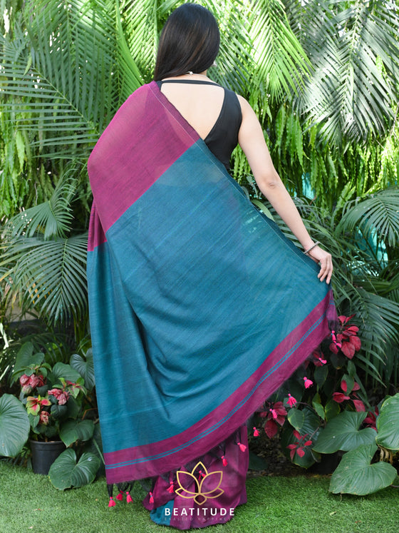 Magenta Handloom Cotton Saree