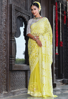Buy Tea Green Chikankari Saree online-Karagiri