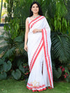 White Heart Border Motif Cotton Handloom Saree