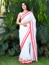 White Heart Border Motif Cotton Handloom Saree
