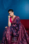Blue Embroidered Chanderi Cotton Saree