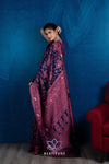 Blue Embroidered Chanderi Cotton Saree