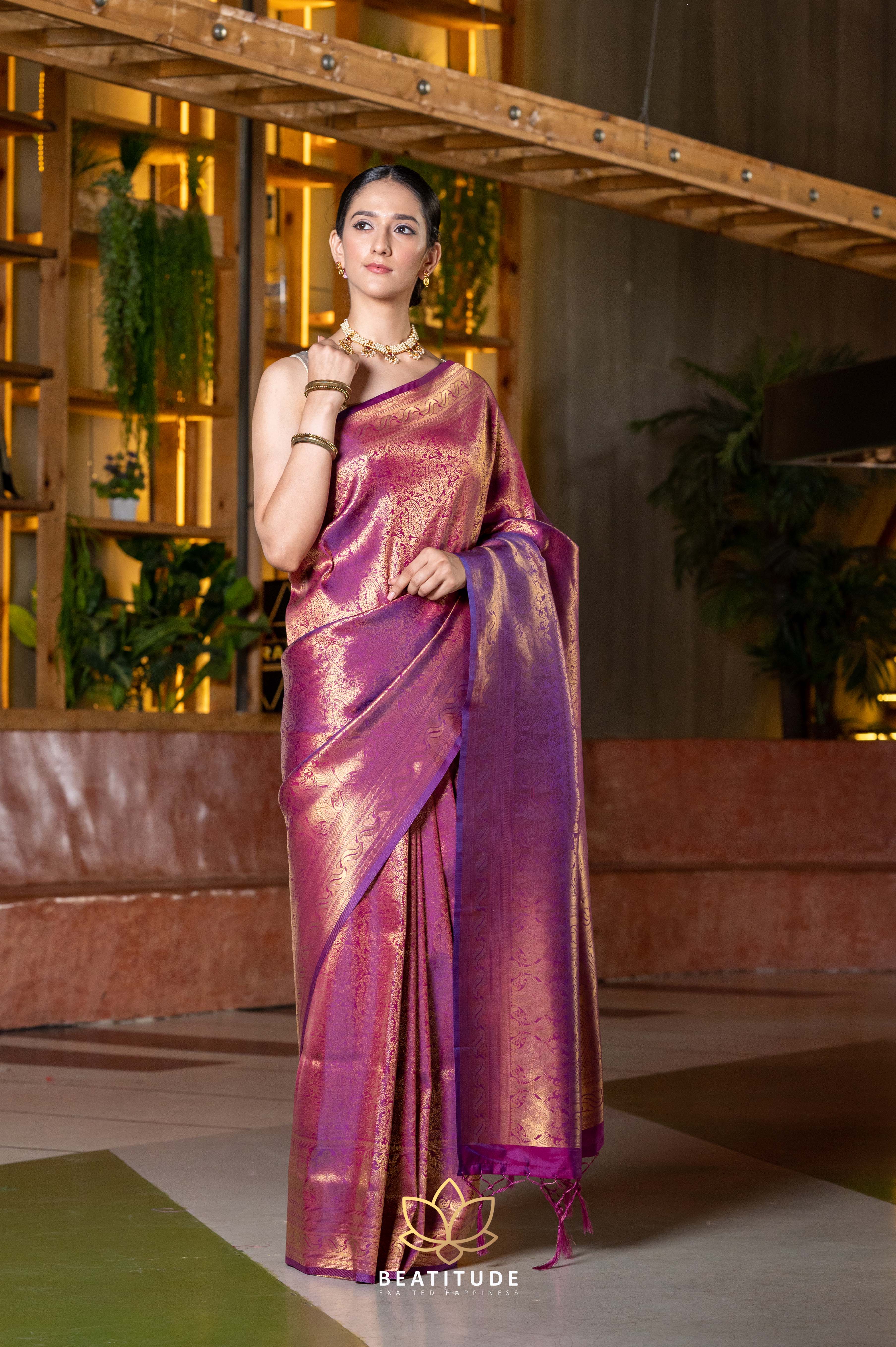 Devastating Purple Kanjivaram Silk Saree With Engaging Blouse Piece –  LajreeDesigner