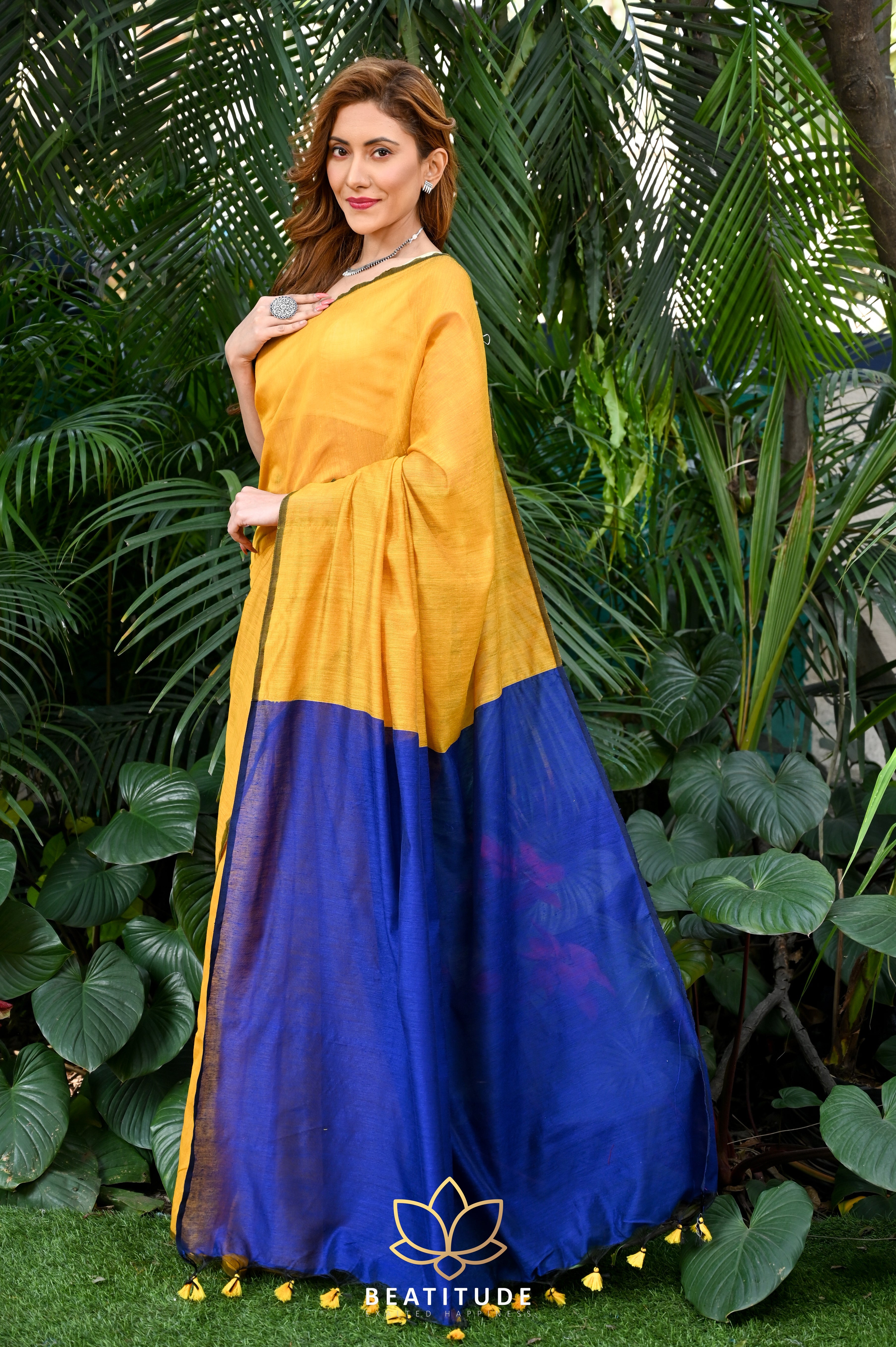 Light Yellow Saree in Cotton Silk